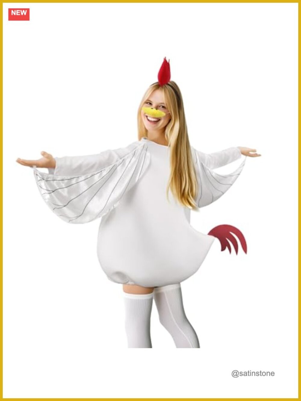 Rooster Costume Wing Sleeves Headband Beak Mask Adult Halloween